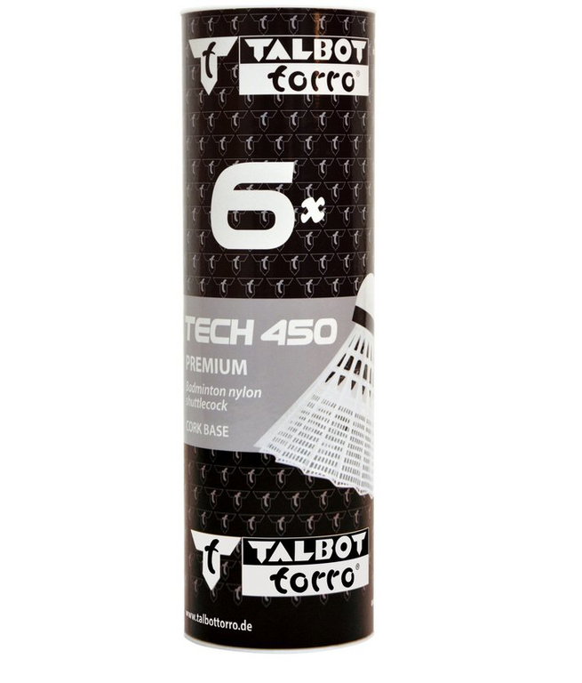 Talbot Torro Badmintonbälle Tech 450 Nylon weiss Dose 6er