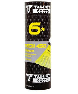 Talbot Torro Badminton Balls Tech 450 Nylon yellow Pack of 6
