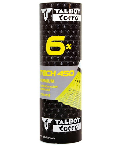 Talbot Torro Badmintonbälle Tech 450 Nylon gelb Dose 6er