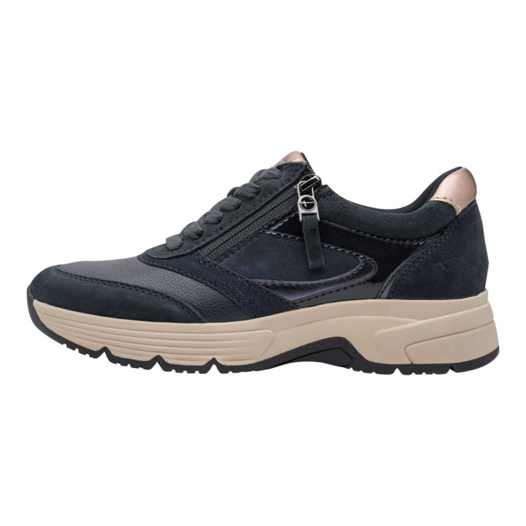 Sneaker Tamaris Wide Fit (materiał mix, z bocznym zamkiem błyskawicznym) 8-83705-45 granatowy damski
