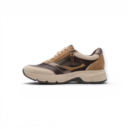 Tamaris Sneaker (Materialmix, mit seitlichen Reissverschluss) 8-83705-45 camelbraun Damen