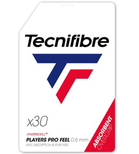 Tecnifibre Overgrip Players Pro Feel 0.6mm (Schweissabsorption) weiss - 30er Clip-Beutel