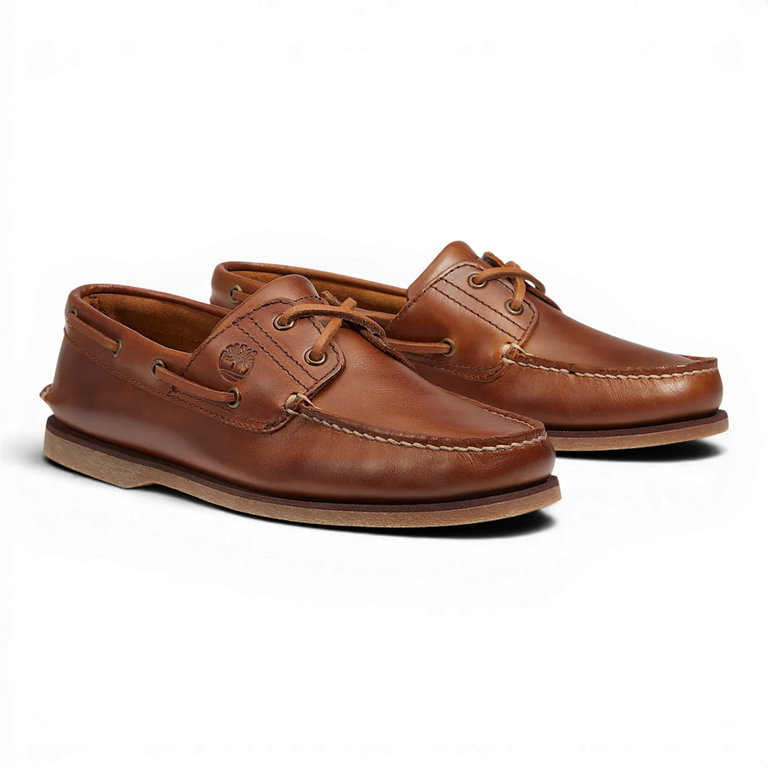 Timberland Classic 2-Eye Boat Shoes (Premium Leather) Sahara Brown Men's