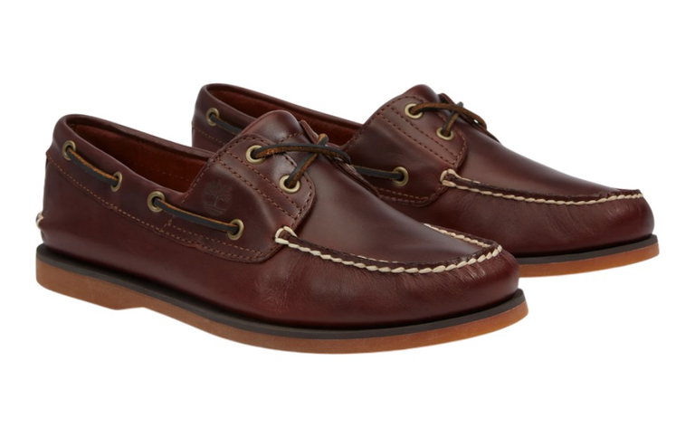 Timberland Classic 2-Eye Boat Shoes (Premium Leather) dark brown men's