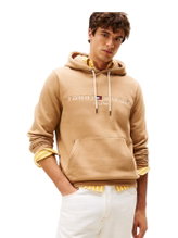 Tommy Hilfiger Kapuzenpullover Flex-Fleece Logo Hoodie (Baumwollmix) camelbraun Herren
