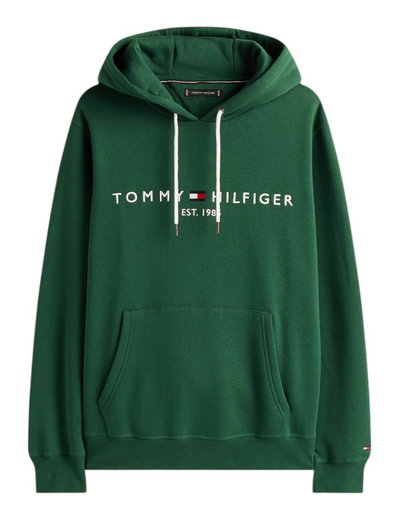 Tommy Hilfiger Kapuzenpullover Flex-Fleece Logo Hoodie (Baumwollmix) grün Herren