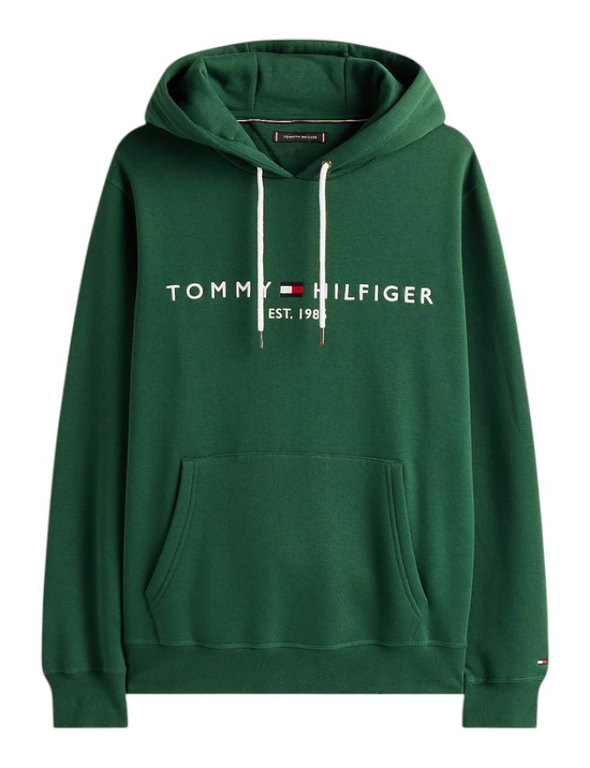 Tommy Hilfiger Kapuzenpullover Flex-Fleece Logo Hoodie (Baumwollmix) grün Herren