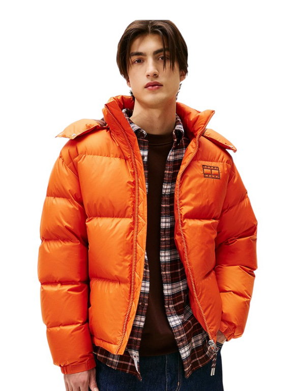 Tommy Jeans Winter-Daunenjacke Alaska Down Puffer EXT (warm, mit Kapuze) orange Herren