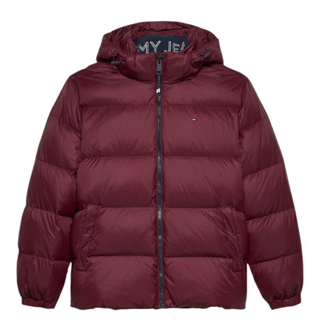 Tommy Jeans Winter-Daunenjacke Essential Down Jacket EXT mit Kapuze (warm, wasserabweisend) burgunderrot Herren