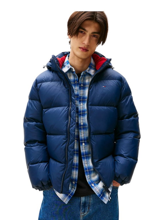 Tommy Jeans Winter-Daunenjacke Essential Down Jacket EXT mit Kapuze (warm, wasserabweisend) dunkelblau Herren