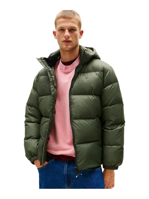 Tommy Jeans Winter-Daunenjacke Essential Down Jacket EXT mit Kapuze (warm, wasserabweisend) grün Herren