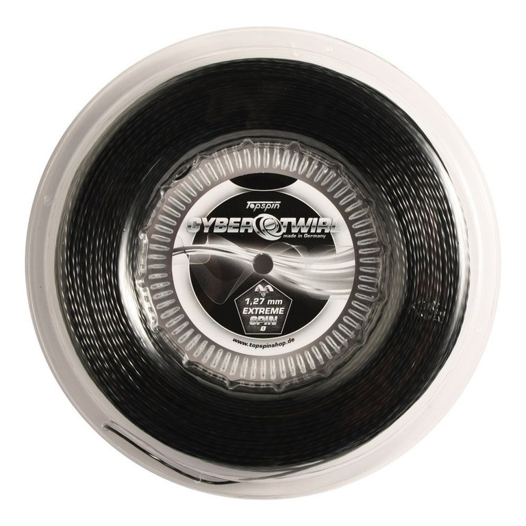 TopSpin Tennis String Cyber Twirl (Durability+Spin) black 110m roll