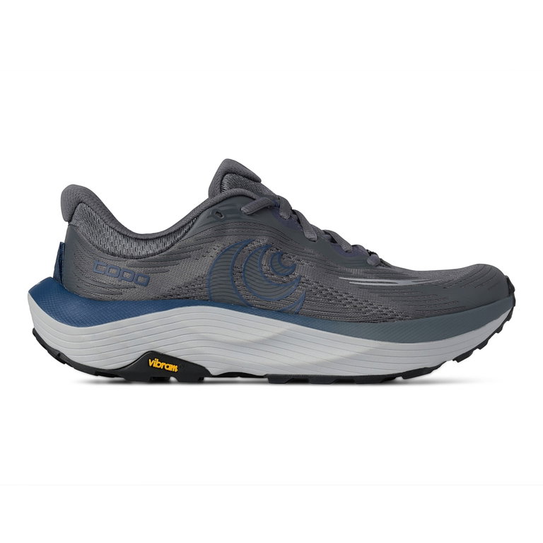 Topo Trail-Laufschuhe Ultraventure 5 (Stabilität, Langstrecke, breitere Zehenbox) grau/blau Herren