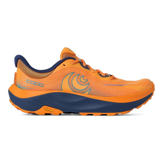 Topo Trail-Laufschuhe Ultraventure 5 (Stabilität, Langstrecke, breitere Zehenbox) orange/navyblau Herren