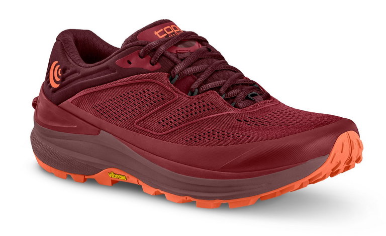 Topo Trail-Laufschuhe Ultraventure 2 (Dämpfung, Langstrecke) dunkelrot/orange Damen