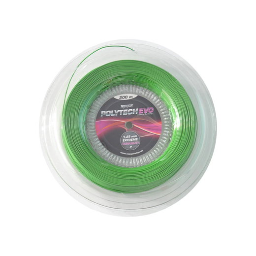 Topspin Tennissaite Poly Tech Evo (Haltbarkeit+Spielkomfort) grün 200m Rolle