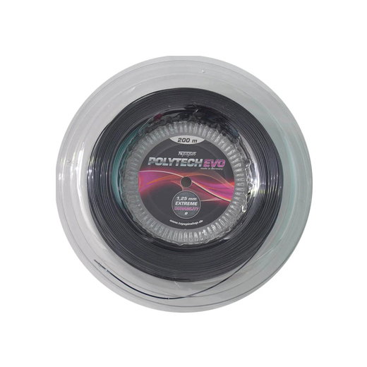 Topspin Tennissaite Poly Tech Evo (Haltbarkeit+Spielkomfort) schwarz 200m Rolle