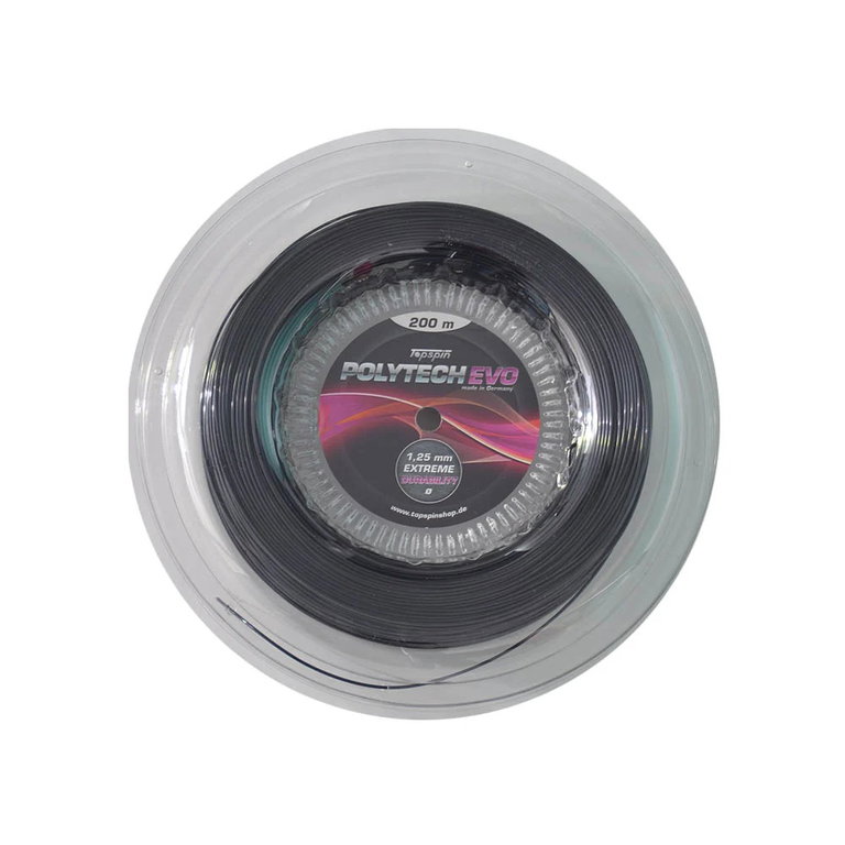 Topspin Tennissaite Poly Tech Evo (Haltbarkeit+Spielkomfort) schwarz 200m Rolle