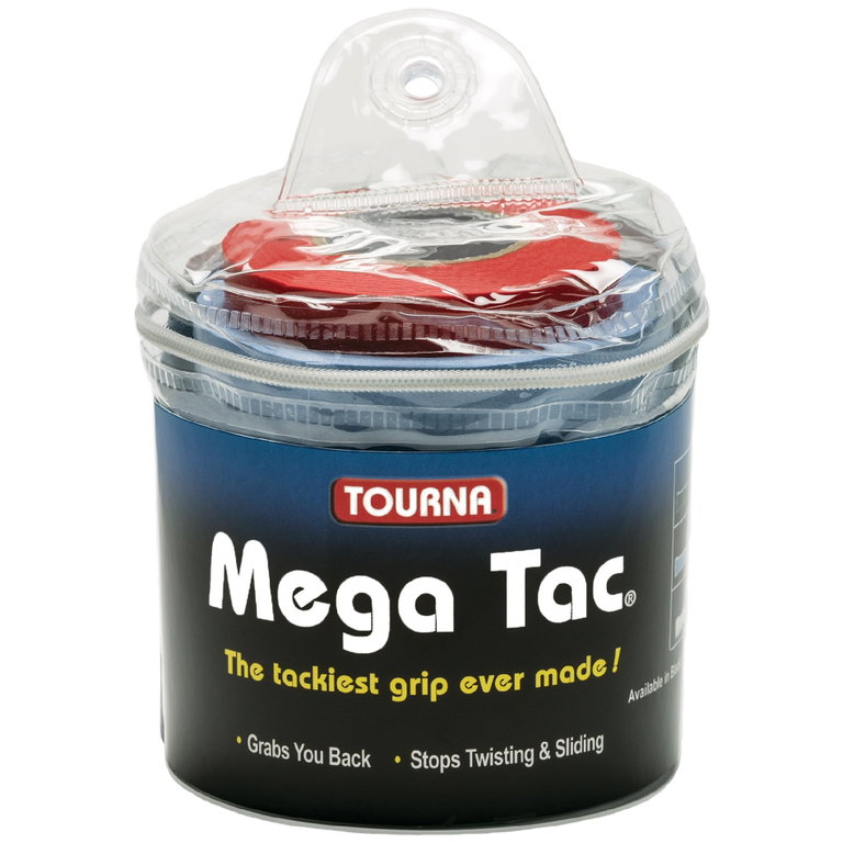 Tourna Overgrip Mega Tac (extreme Griffigkeit, haltbar, breit) blau 30er Clip-Beutel