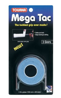 Tourna Overgrip Mega Tac (extreme Griffigkeit, haltbar, breit) blau 3er