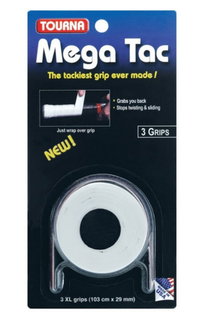 Tourna Overgrip Mega Tac (extreme Griffigkeit, haltbar, breit) weiss 3er