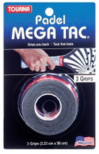 Tourna Overgrip Padel Mega Tac (extreme Griffigkeit, haltbar, breit) schwarz 3er