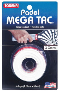 Tourna Overgrip Padel Mega Tac (ekstremalna przyczepność, trwały, szeroki) biały 3 szt.