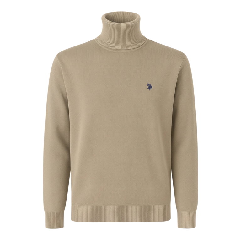 U.S. Polo Assn. Sweter z golfem US16315 (100% bawełna) beżowy męski