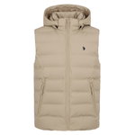 U.S. Polo Assn. Steppweste US17022 mit Kapuze beige Herren