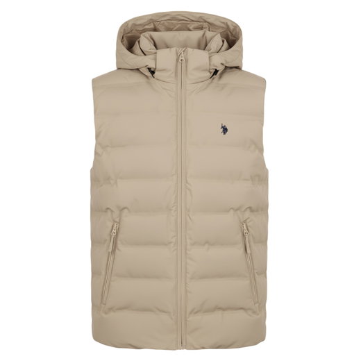 U.S. Polo Assn. Steppweste US17022 mit Kapuze beige Herren