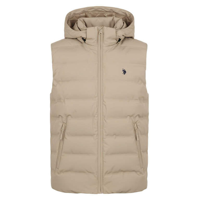 U.S. Polo Assn. Quilted Gilet US17022 with Hood Beige Men's