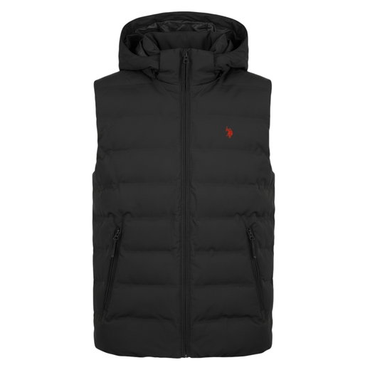 U.S. Polo Assn. Kamizelka pikowana US17022 z kapturem czarna męska