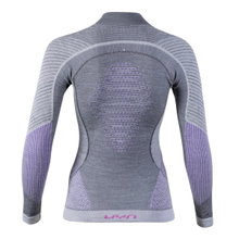 UYN Langarmshirt Fusyon Turtleneck (aus hochwertiger Merinowolle, weich, mit Rollkragen) hellgrau/purple Damen