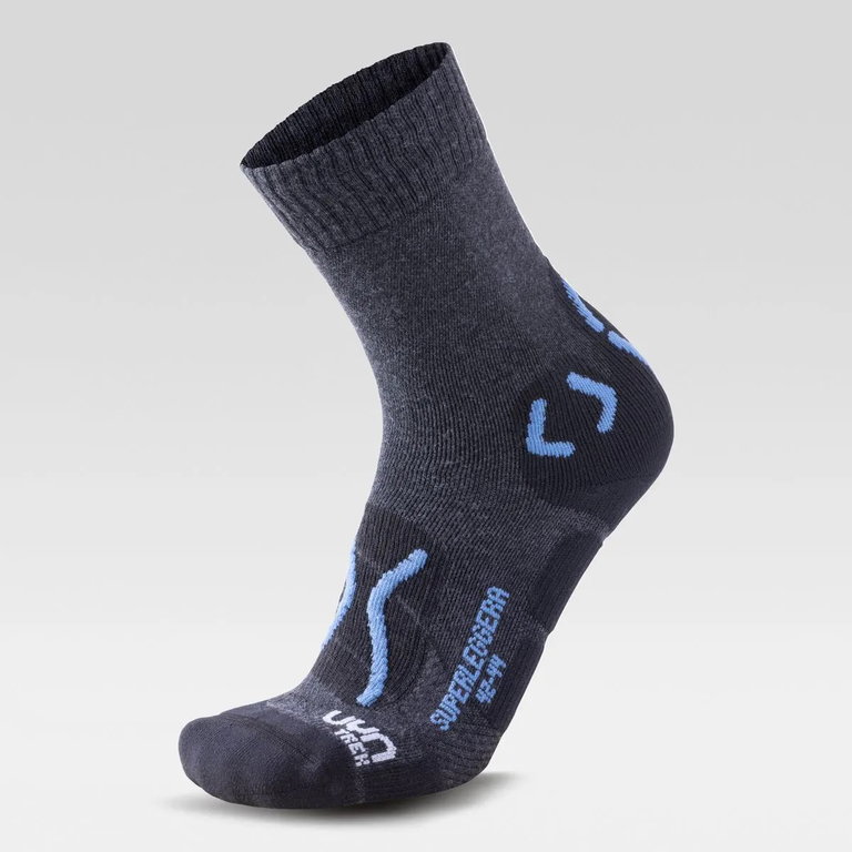 UYN Trekking Sock Superleggera (thin, made of Natex, for demanding mountain tours) anthracite gray/avio Men - 1 Pair