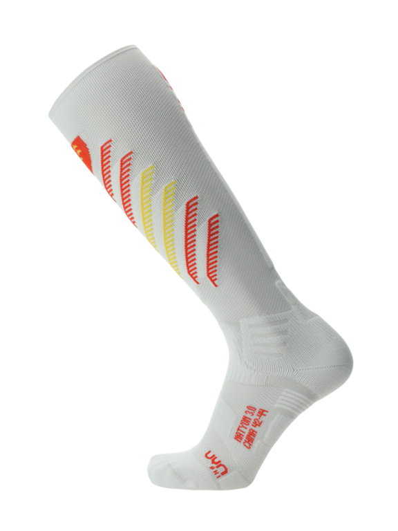 UYN Ski Sock Natyon 3.0 China (Knee Socks) white/red/yellow - 1 Pair