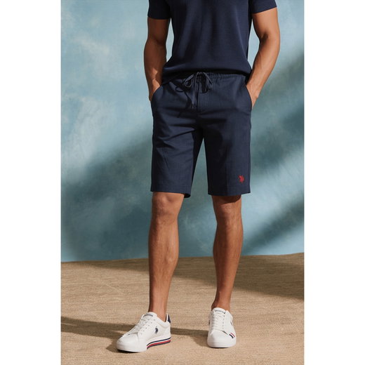 U.S. Polo Assn. Freizeithose Linen Shorts (Materialmix) kurz navyblau Herren