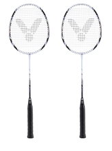 Victor Badmintonschläger AL2200 (98g/ausgewogen/mittel) <b>weiss</b>- besaitet - <b>( 2er SET ) </b>