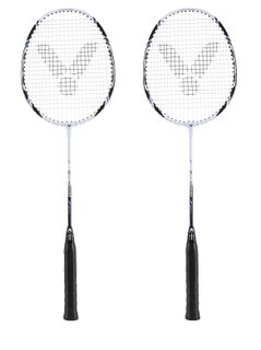 Victor Badmintonschläger AL2200 (98g/ausgewogen/mittel) <b>weiss</b>- besaitet - <b>( 2er SET ) </b>