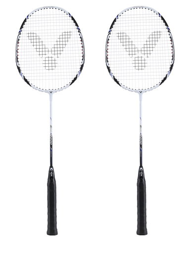 Victor Badmintonschläger AL2200 (98g/ausgewogen/mittel) <b>weiss</b>- besaitet - <b>( 2er SET ) </b>