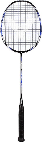 Victor Badmintonschläger V-4000 Wave Tech (88g/kopflastig/mittel) schwarz/blau - besaitet -