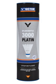 Victor Badmintonbälle Shuttle 3000 Nylon/Korkfuß Premium+ Dose weiss 6er