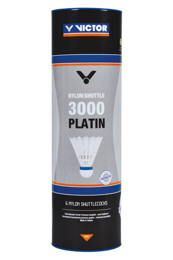 Victor Badmintonbälle Shuttle 3000 Nylon/Korkfuß Premium+ Dose weiss 6er