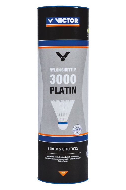 Victor Badmintonbälle Shuttle 3000 Nylon/Korkfuß Premium+ Dose weiss 6er
