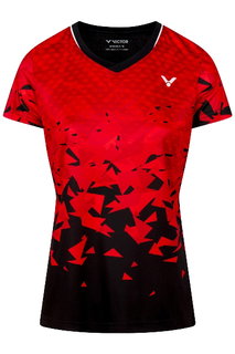 Victor Sport-Shirt T-54101 D (100% Polyester) rot/schwarz Damen