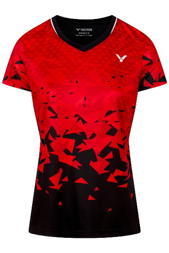 Victor Sport-Shirt T-54101 D (100% Polyester) rot/schwarz Damen