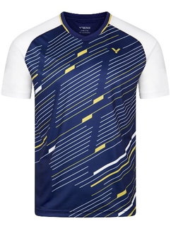 Victor Sport-Tshirt T-43100 B (100% rec. Polyester) dunkelblau/weiss Herren