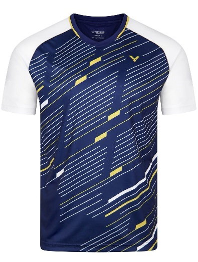 Victor Sport-Tshirt T-43100 B (100% rec. Polyester) dunkelblau/weiss Herren