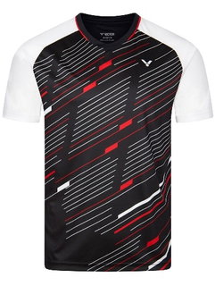Victor Sport-Tshirt T-43101 C (V-Ausschnitt) schwarz/weiss/rot Herren