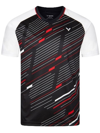 Victor Sport-Tshirt T-43101 C (V-Ausschnitt) schwarz/weiss/rot Herren