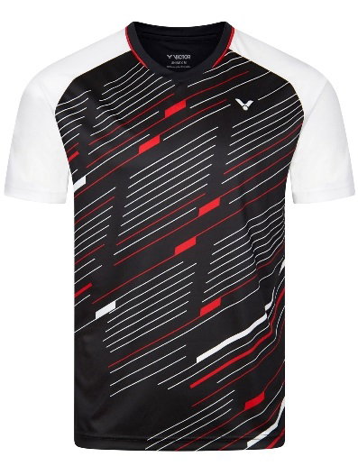 Victor Sport-Tshirt T-43101 C (V-Ausschnitt) schwarz/weiss/rot Herren